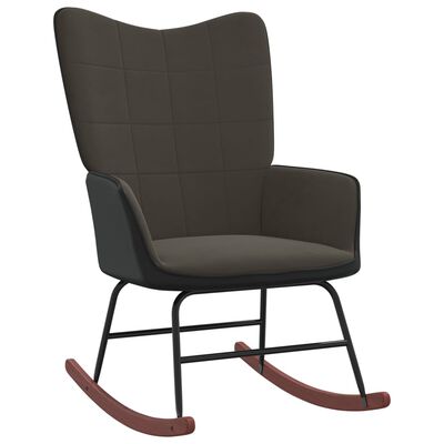 vidaXL šūpuļkrēsls ar kāju balstu, tumši pelēks, samts un PVC