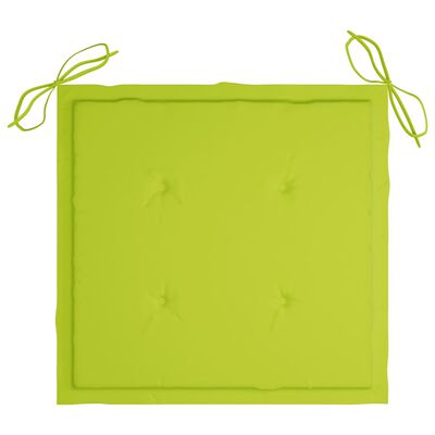 vidaXL virtuves krēsli, 2 gab., spilgti zaļi matrači, masīvs tīkkoks