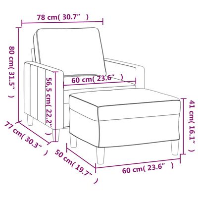 vidaXL atpūtas krēsls ar kājsoliņu, 60 cm, tumši pelēks samts