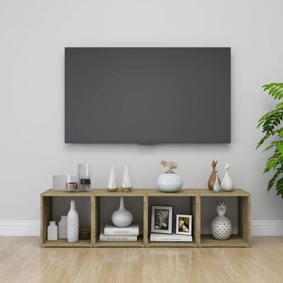 vidaXL TV plaukti, 4 gab., balti, ozolkoka, 37x35x37 cm, skaidu plātne