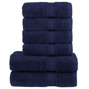 vidaXL dvieļu komplekts SOLUND, 6 gab., tum&scaron;i zili, 600 gsm