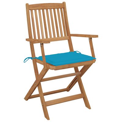 vidaXL saliekami dārza krēsli ar matračiem, 2 gb., akācijas masīvkoks