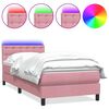 vidaXL atsperu gulta ar matraci, LED, rozā samts, 90x210 cm