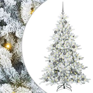 vidaXL Mākslīgā Saliekamā Ziemassvētku Egle su 300 LED Balts 180 cm