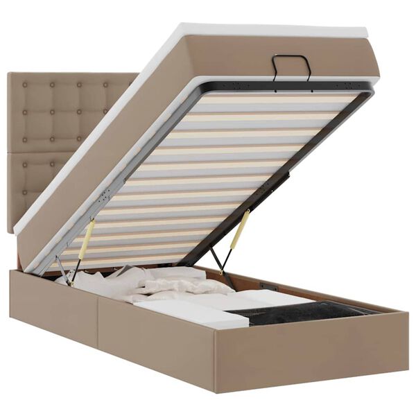 vidaXL Osmaņu gulta ar matrača, kapučīno, 90x190cm, mākslīgā āda