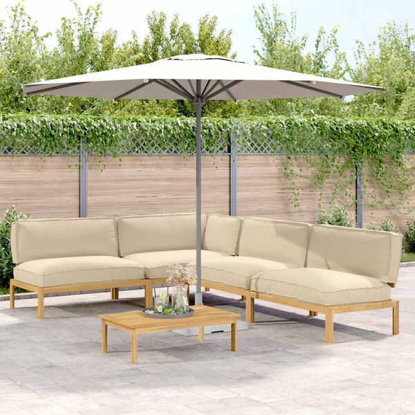 vidaXL Dīvānu komplekts ar spilvenu 5 pcs Bē&scaron;a Cietā akācijas koks