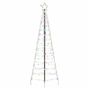 vidaXL LED Ziemassvētku koks ar zemes mietiem Daudzkrāsains 250 cm