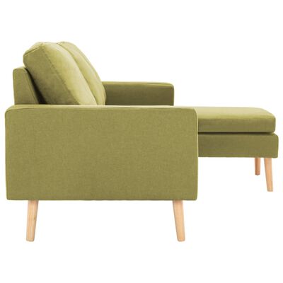 vidaXL trīsvietīgs dīvāns ar kājsoliņu, zaļš audums