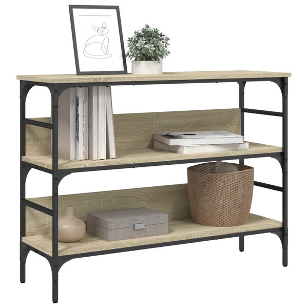 vidaXL konsoles galdiņ&scaron;, koka krāsa, 100x32x75 cm, inženierijas koks