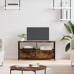 vidaXL TV skapītis, 90x33x45 cm, inženierijas koks, dzelzs, ozolkoka