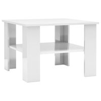 vidaXL kafijas galdiņš, 60x60x42 cm, spīdīgi balts, skaidu plāksne