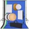 vidaXL fotostudijas komplekts &ndash; gaismas izkliedētāji, foni, reflektori