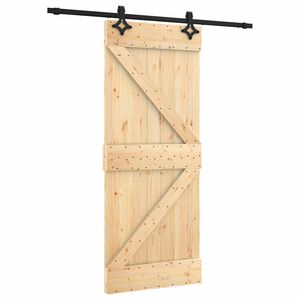 vidaXL Slīdo&scaron;ās durvis Dabiska un melna 85 x 210 cm Cieta priedes koks