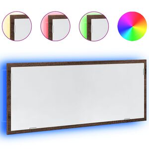 vidaXL vannasistabas spogulis ar LED, brūna ozola, 100x8,5x37 cm, koks