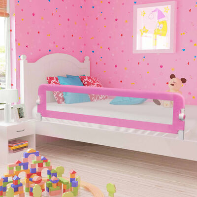 vidaXL bērnu gultas aizsargbarjera, rozā, 180x42 cm, poliesters
