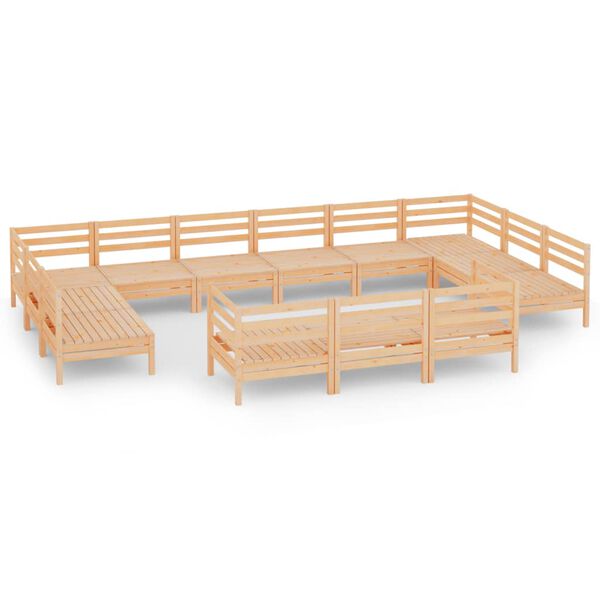 vidaXL 13-daļīgs dārza mēbeļu komplekts, priedes masīvkoks