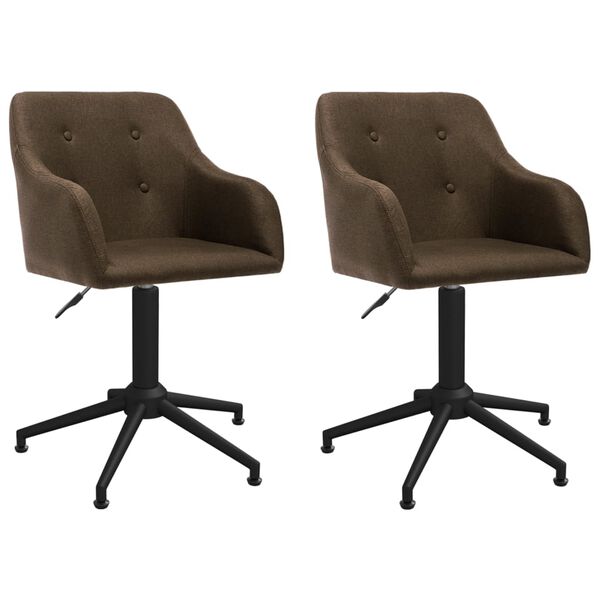 vidaXL grozāmi virtuves krēsli, 2 gab., tum&scaron;i brūns audums