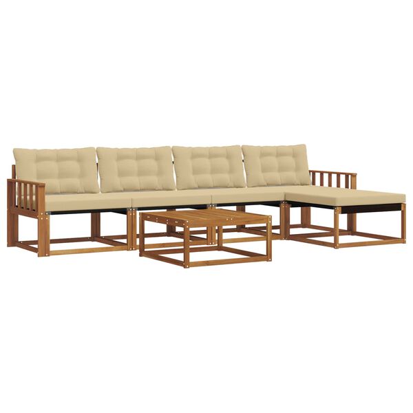 vidaXL Āra dīvānu komplekts ar spilvenu 6 pcs Dabisks un bē&scaron;s