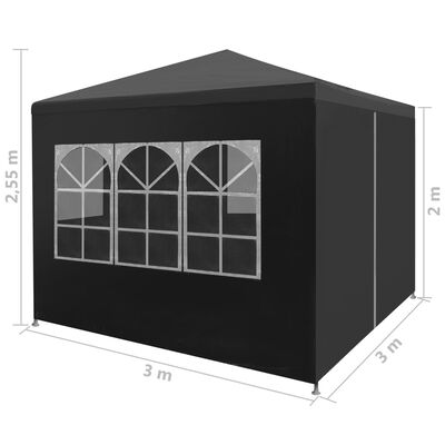 vidaXL svinību telts, antracītpelēka, 3x3 m