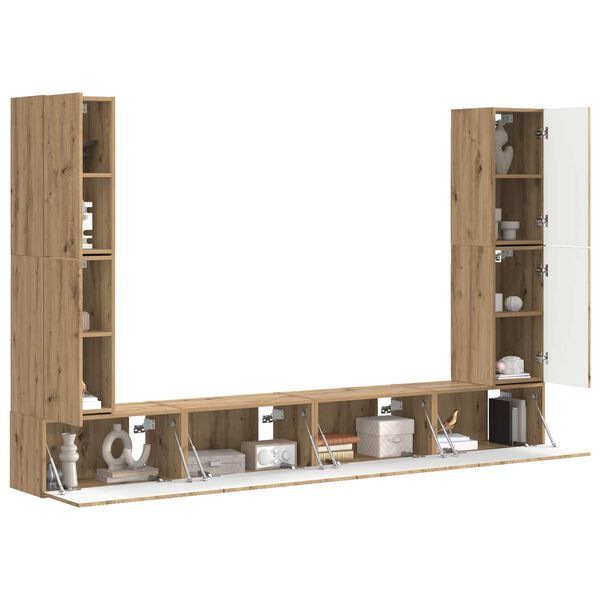 vidaXL TV skapī&scaron;u komplekts 8 pcs Artisānā ozols Inženierijas koks