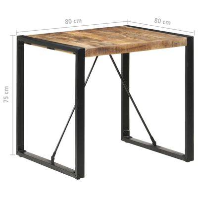 vidaXL virtuves galds, 80x80x75 cm, neapstrādāts mango koks
