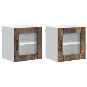 vidaXL Sienas stikla skapis LUCCA 2 pcs Kūpināts ozols 40 x 31 x 40 cm