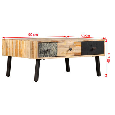vidaXL kafijas galdiņš, 90x65x40 cm, pārstrādāts masīvs tīkkoks