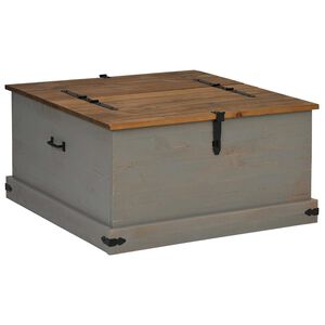 vidaXL lāde HALDEN pelēka 91x91x47 cm masīvkoka priede