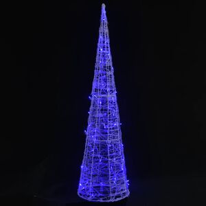 vidaXL LED lampiņu dekorācija, akrils, piramīda, 120 cm, zila