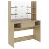 vidaXL kosmētikas galds ar LED gaismām, 100x40x135 cm, MDF, ozolkoka