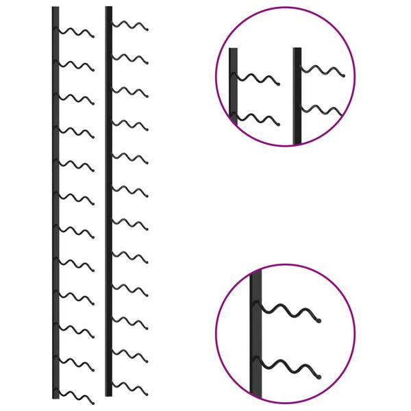 vidaXL sienas vīna pudeļu plaukts 24 pudelēm, melna dzelzs