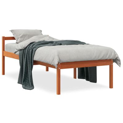 vidaXL senioru gulta, vaska brūna, 75x190 cm, priedes masīvkoks