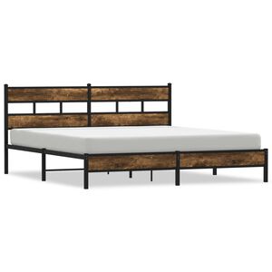 vidaXL gultas rāmis bez matrača, metāls, 183x213cm, ozolkoka imitācija