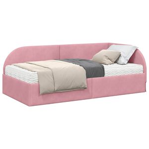 vidaXL Stūra gultas rāmis ar matrači 2 pcs Pelēka Samts