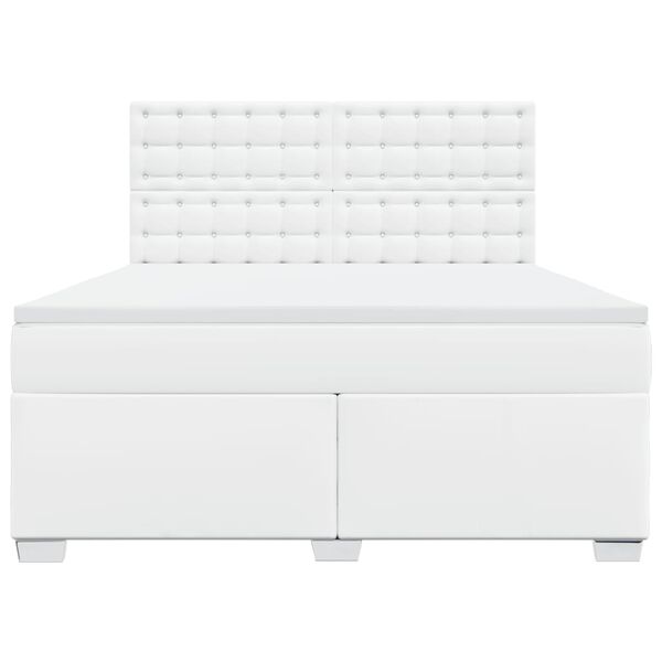 vidaXL atsperu gulta ar matraci, balta, 180x200 cm, mākslīgā āda