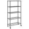 vidaXL 5 līmeņu plaukts ar riteņiem, 75x35x155 cm, melns, 250 kg