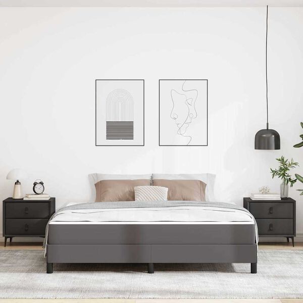 vidaXL Gultas rāmis ar matraci Pelēka 180 x 200 cm audums