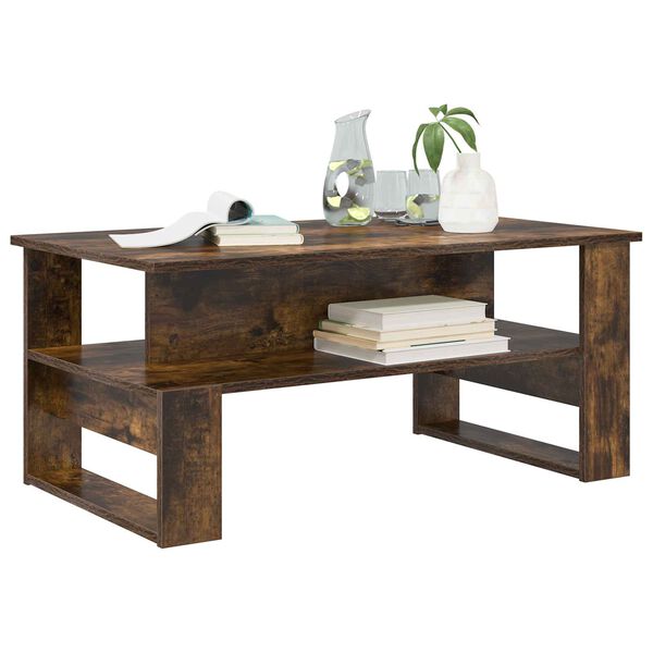 vidaXL Kafijas galdiņ&scaron; Dūmaka ozols 90 x 50 x 40 cm Inženierijas koks