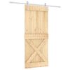 vidaXL Slīdo&scaron;ās durvis Dabisks un balts 90 x 210 cm Cieta priedes koks