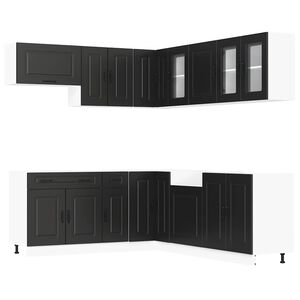 vidaXL 11-daļīgs virtuves skapītis komplekts, Kalmar, melns