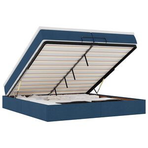 vidaXL Osmaņu gultas rāmis ar matračiem zils 200x200cm audums