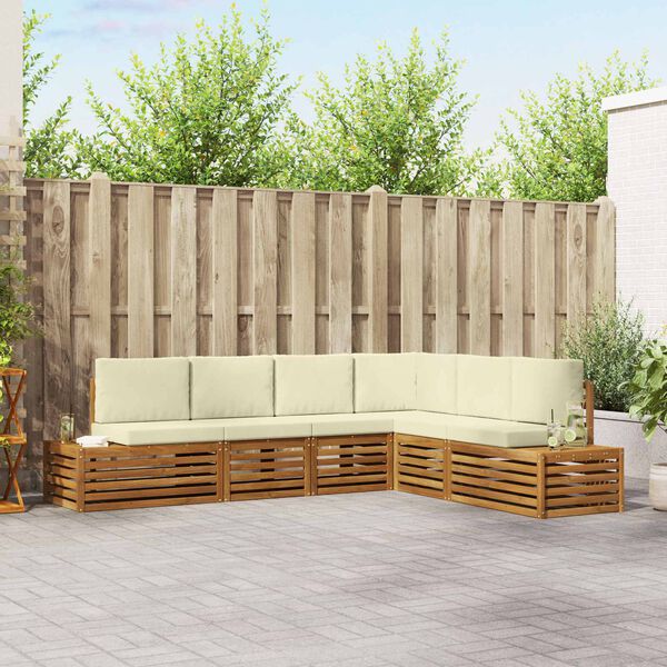 vidaXL Āra dīvānu komplekts ar spilvenu 6 Gabals Dabisks un krējuma