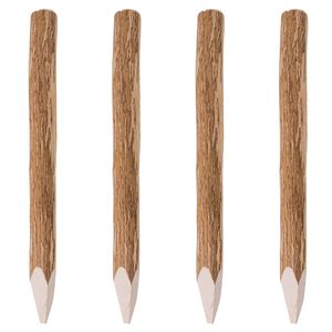 vidaXL nosmailināti žoga stabi, 4 gab., lazdas koks, 90 cm