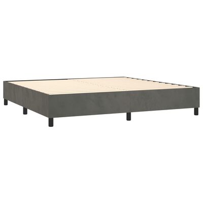 vidaXL atsperu gulta ar matraci, tumši pelēka samts, 200x200 cm