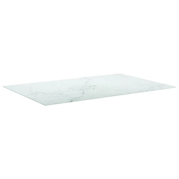 vidaXL galda virsma, balta, 100x62 cm, 8 mm, stikls ar marmora dizainu