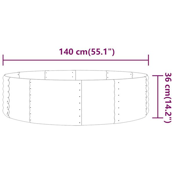 vidaXL augstā puķu kaste, 140x140x36 cm, cinkots tērauds, zaļa