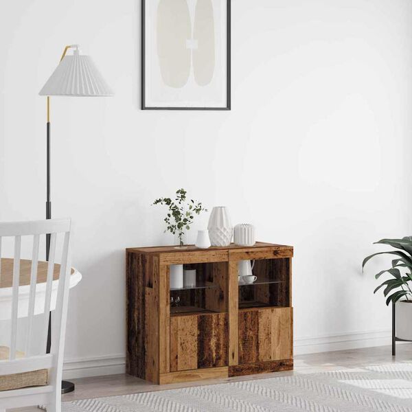 vidaXL LED sānu galds 2 pcs Vecs koks 41 x 37 x 67 cm