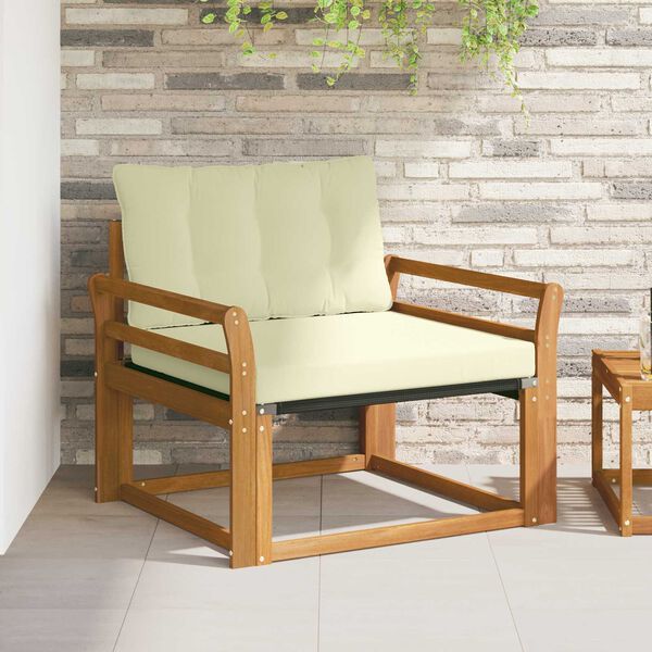 vidaXL Āra dīvānu komplekts Cieta akācijas koks un tekstilēns Dabiska