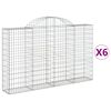 vidaXL arkveida gabiona grozi, 6 gb., 200x30x120/140cm, cinkota dzelzs