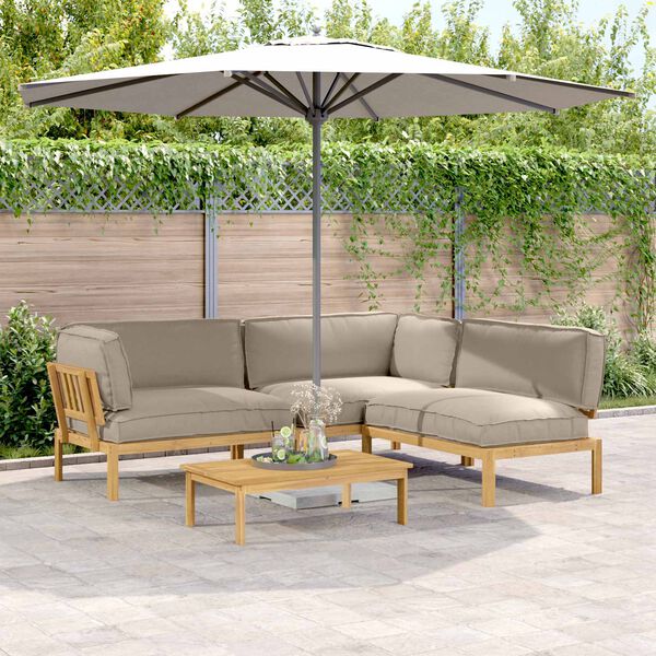 vidaXL Dīvānu komplekts 4 pcs Pelēkbrūna Cietā akācijas koks